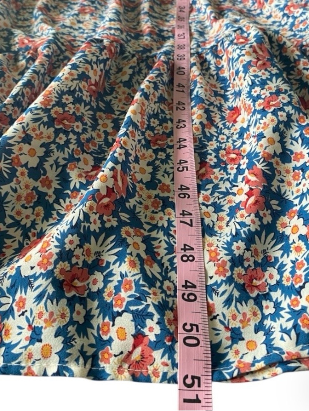 PrettyGarden Blue Boho Floral Tiered One Shoulder Maxi Dress Sz M Coastal Beach - Picture 11 of 12